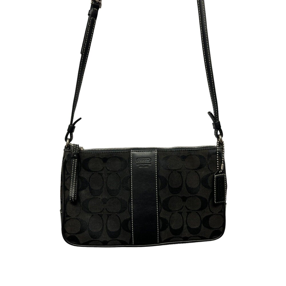 Coach Y2K Signature 2003 Vintage Black On Black Logo Crossbody Bag - L2J-6338